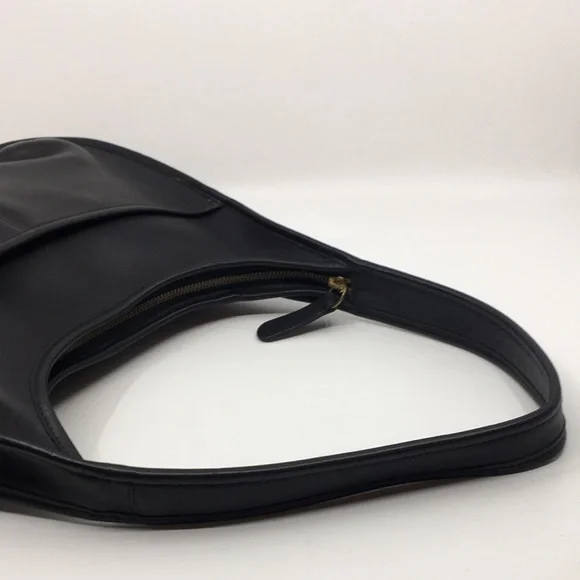 Vintage Coach Ergo Pocket Zip 9033 Black Glove-Tanned Leather Shoulder Bag Hobo - Picture 10 of 17